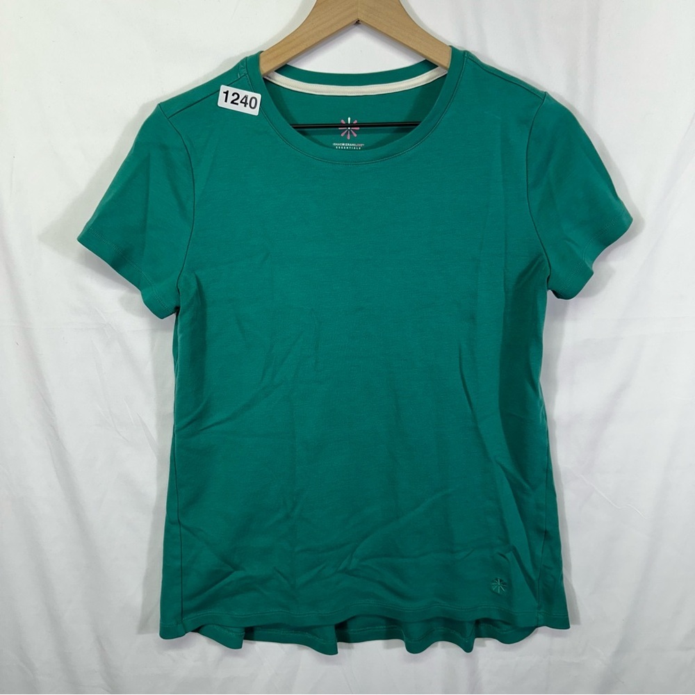 Isaac Mizrahi Live Essentials Teal Scoop Neck Short Sleeve Top Size S - Picture 1 of 5